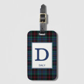 Daly Tartan Blauw Plaid Patroon Bagagelabel (Voorkant (verticaal))