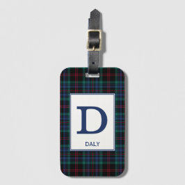 Daly Tartan Blauw Plaid Patroon Bagagelabel