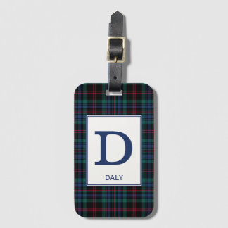 Daly Tartan Blauw Plaid Patroon Bagagelabel