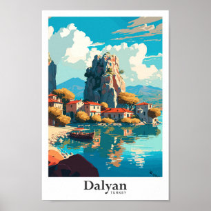 Dalyan Turkije Reizen Kunst Vintage Illustratie Poster
