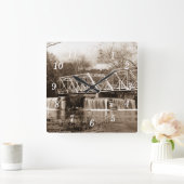 Dam bij Finley River Sepia Wandklok (Huis)