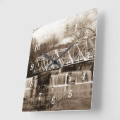 Dam bij Finley River Sepia Wandklok (Hoek)