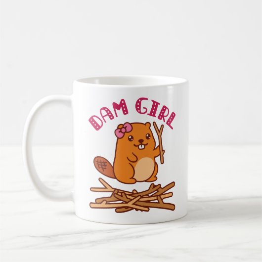 Dam Girl Cute Beaver Koffiemok (Links)