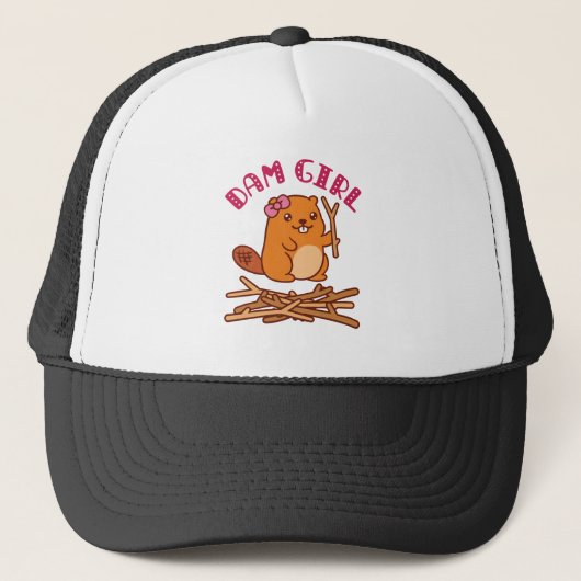 Dam Girl Cute Beaver Trucker Pet (Voorkant)