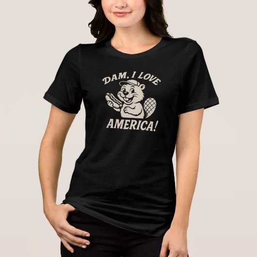 DAM. I LOVE  AMERICA! With beaver  Tri-Blend Shirt (Voorkant)
