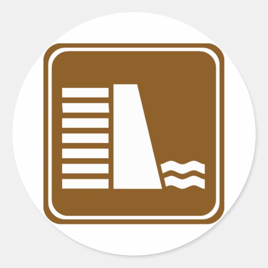 Dam of reservoir snelweg teken ronde sticker (Voorkant)