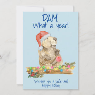 Dam What a Year Beaver 2020 Kerstmis Feestdagenkaart