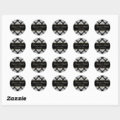 Damak zwart-wit bruiloft ronde sticker (Vel)