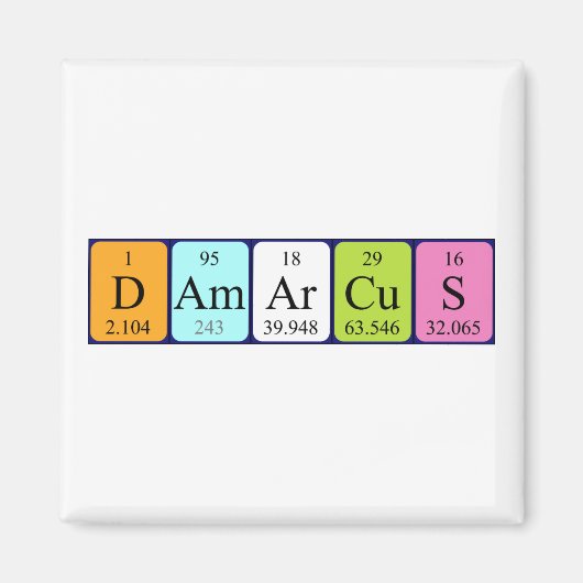 Damarcus periodieke table name magnet (Voorkant)