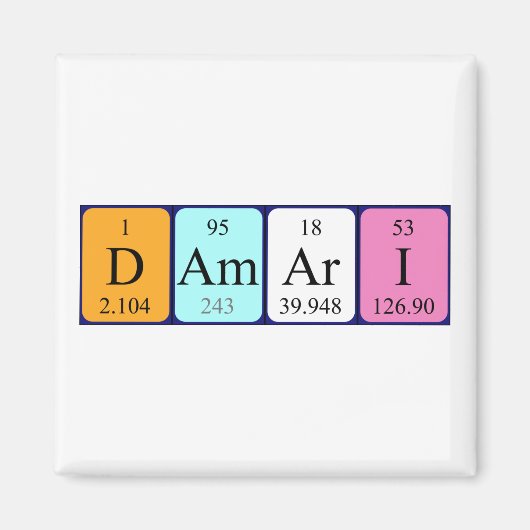 Damari periodiek tabelnaam magnet (Voorkant)