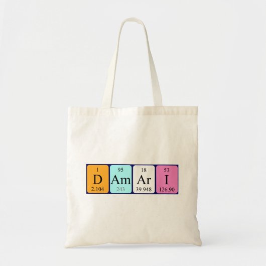 Damari periodieke handelsnaam canvas tas (Voorkant)