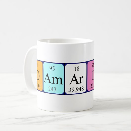 Damarion periodieke lijstnaam mok (Voorkant links)