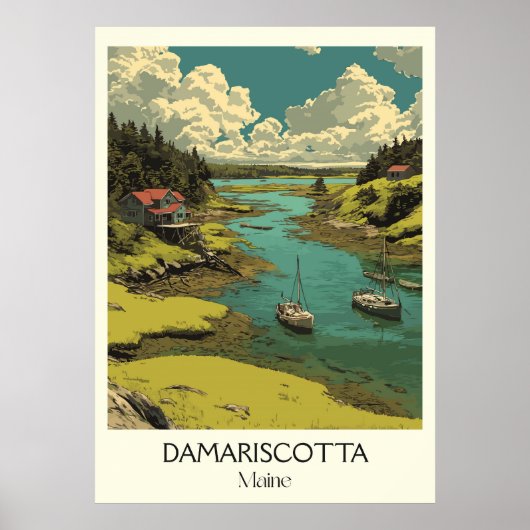 Damariscotta ME  River Boats Kustkunst Poster (Voorkant)