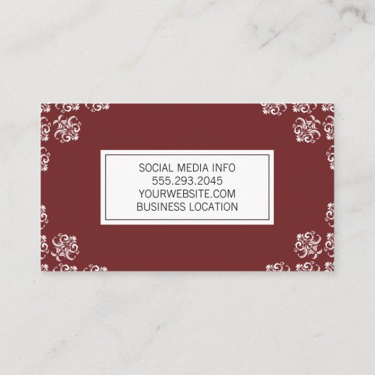 Damasaccessoire/rood Visitekaartje (Achterkant)