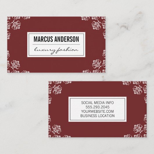 Damasaccessoire/rood Visitekaartje (Voorkant / Achterkant)