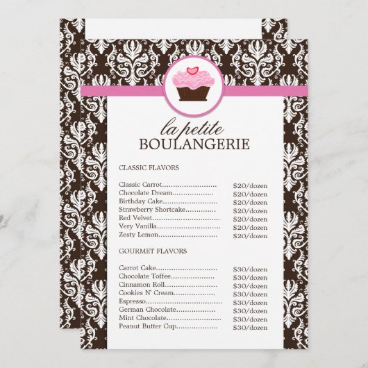  Damasbakkerijprijslijst (Voorkant / Achterkant)