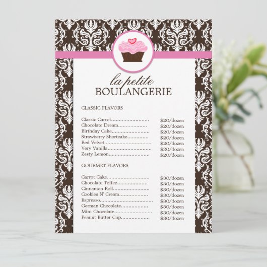 Damasbakkerijprijslijst (Staand voorkant)