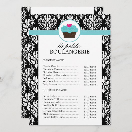 Damasbakkerijprijslijst (Voorkant / Achterkant)