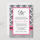 Damasbanden en -Stippen, zwart en roze Kaart (Voorkant)