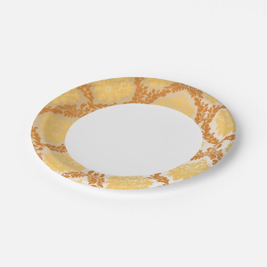 Damasbehang 5 papieren bordje (Gekanteld)