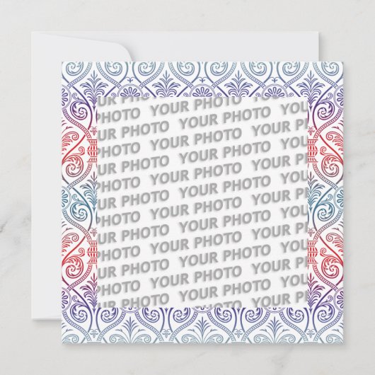  Damasbehangsel - blauw violet rood (Voorkant)