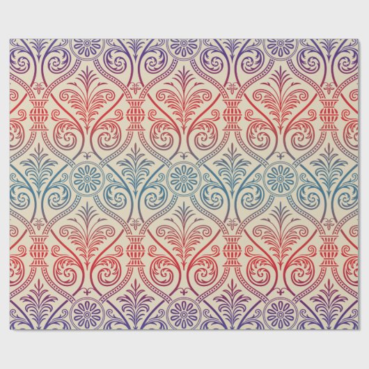  Damasbehangsel - blauw violet rood Cadeaupapier (Vlak)