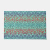 Damasbehangsel - blauw violet rood Deurmat (Voorkant)