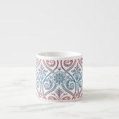 Damasbehangsel - blauw violet rood Espresso Kop (Voorkant)