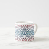 Damasbehangsel - blauw violet rood Espresso Kop (Voorkant rechts)
