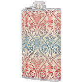 Damasbehangsel - blauw violet rood Heupfles (Links)