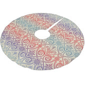  Damasbehangsel - blauw violet rood Kerstboom Rok (Gekanteld)