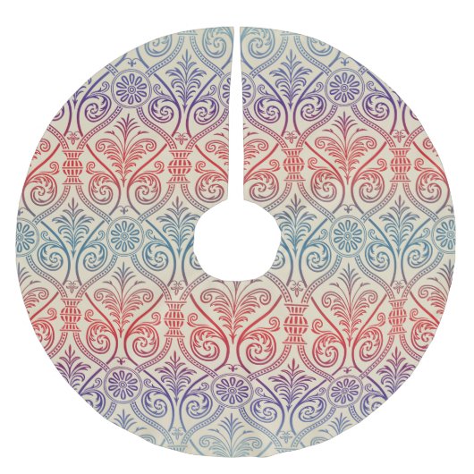  Damasbehangsel - blauw violet rood Kerstboom Rok (Voorkant)