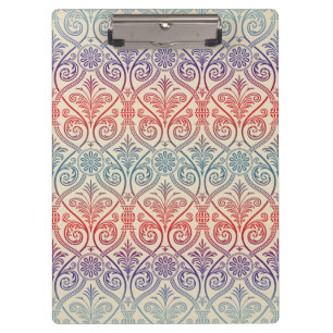  Damasbehangsel - blauw violet rood Klembord