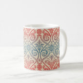 Damasbehangsel - blauw violet rood Koffiemok (Voorkant rechts)