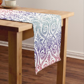 Damasbehangsel - blauw violet rood Korte Tafelloper (Voorbeeld)