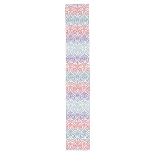 Damasbehangsel - blauw violet rood Lange Tafelloper