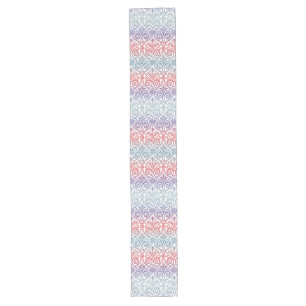 Damasbehangsel - blauw violet rood Lange Tafelloper