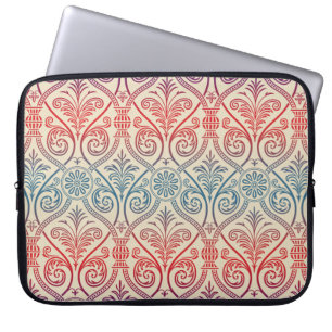  Damasbehangsel - blauw violet rood Laptop Sleeve