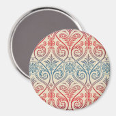 Damasbehangsel - blauw violet rood Magneet (Voorkant / Achterkant)