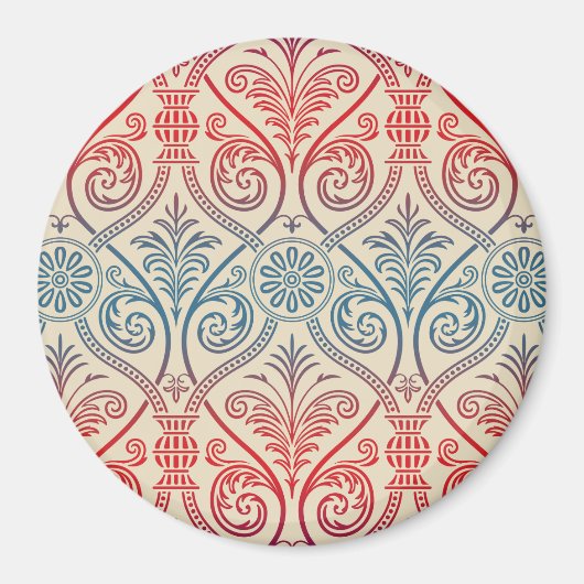 Damasbehangsel - blauw violet rood Magneet (Voorkant)