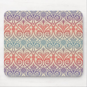  Damasbehangsel - blauw violet rood Muismat