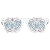  Damasbehangsel - blauw violet rood Retro Zonnebril (Voorkant)