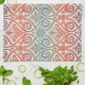 Damasbehangsel - blauw violet rood Theedoek (Gevouwen)