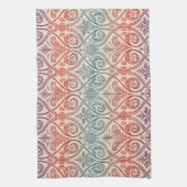 Damasbehangsel - blauw violet rood Theedoek (Verticaal)