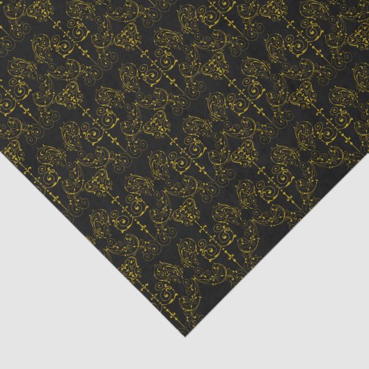 Damasbehangselpapier - goud + je achtergrond. Tissuepapier (Detail)