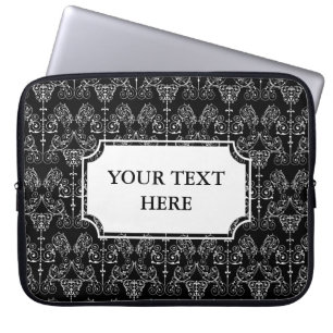  Damasbehangselpapier - wit + je achtergrond. Laptop Sleeve