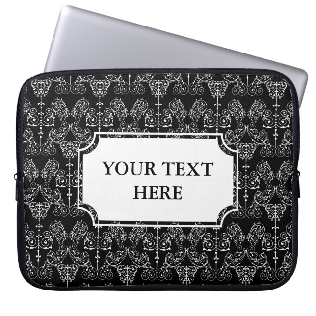  Damasbehangselpapier - wit + je achtergrond. Laptop Sleeve (Voorkant)