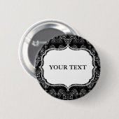  Damasbehangselpapier - wit + je achtergrond. Ronde Button 5,7 Cm (Voorkant /achterkant)