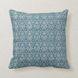 Damasblauw Blauwgroen patroon Kussen
