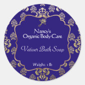 Damasblauw en goudkleurig folie, etiket (Voorkant)